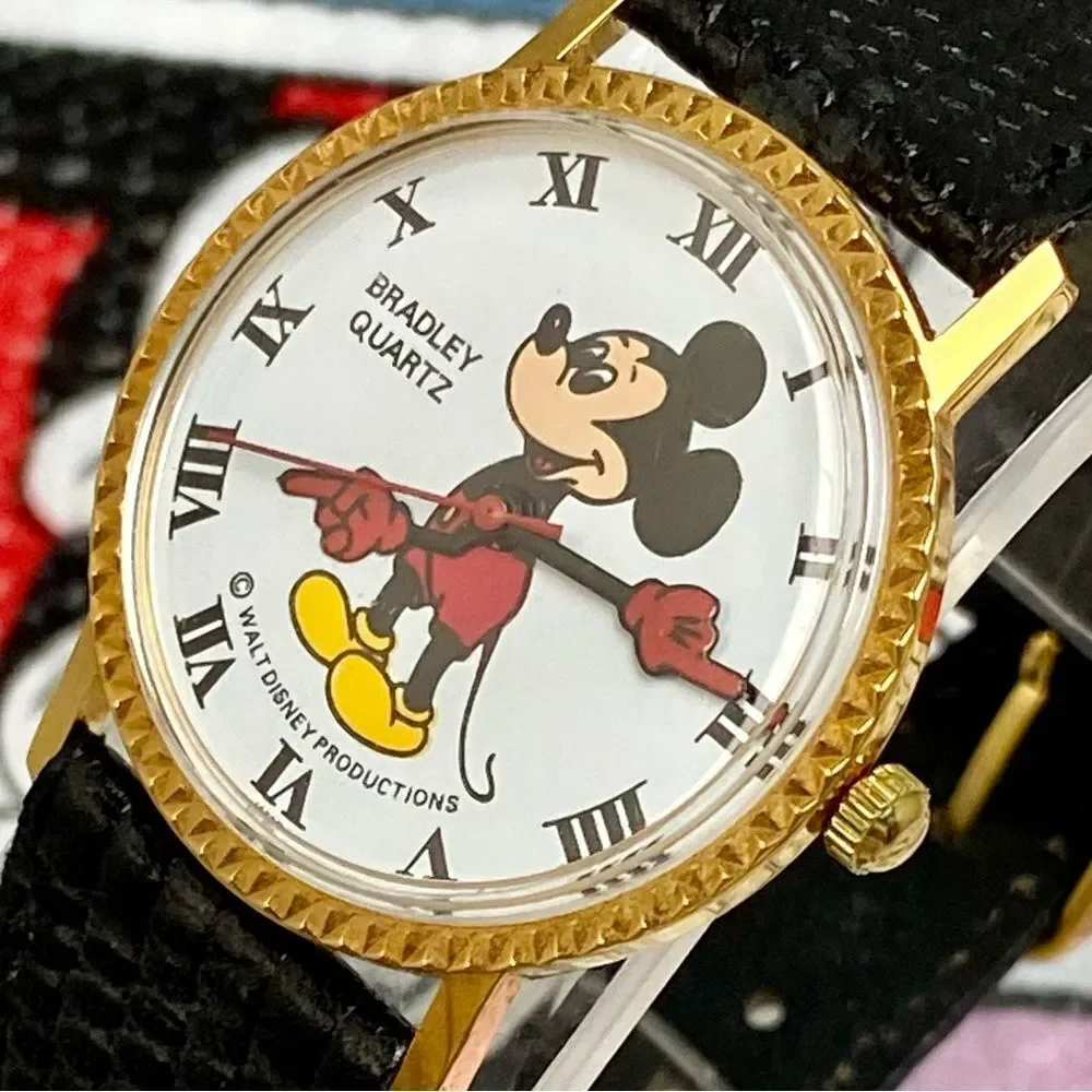 Vintage Walt Disney Productions Bradley Coin Edge Mickey Mouse Watch